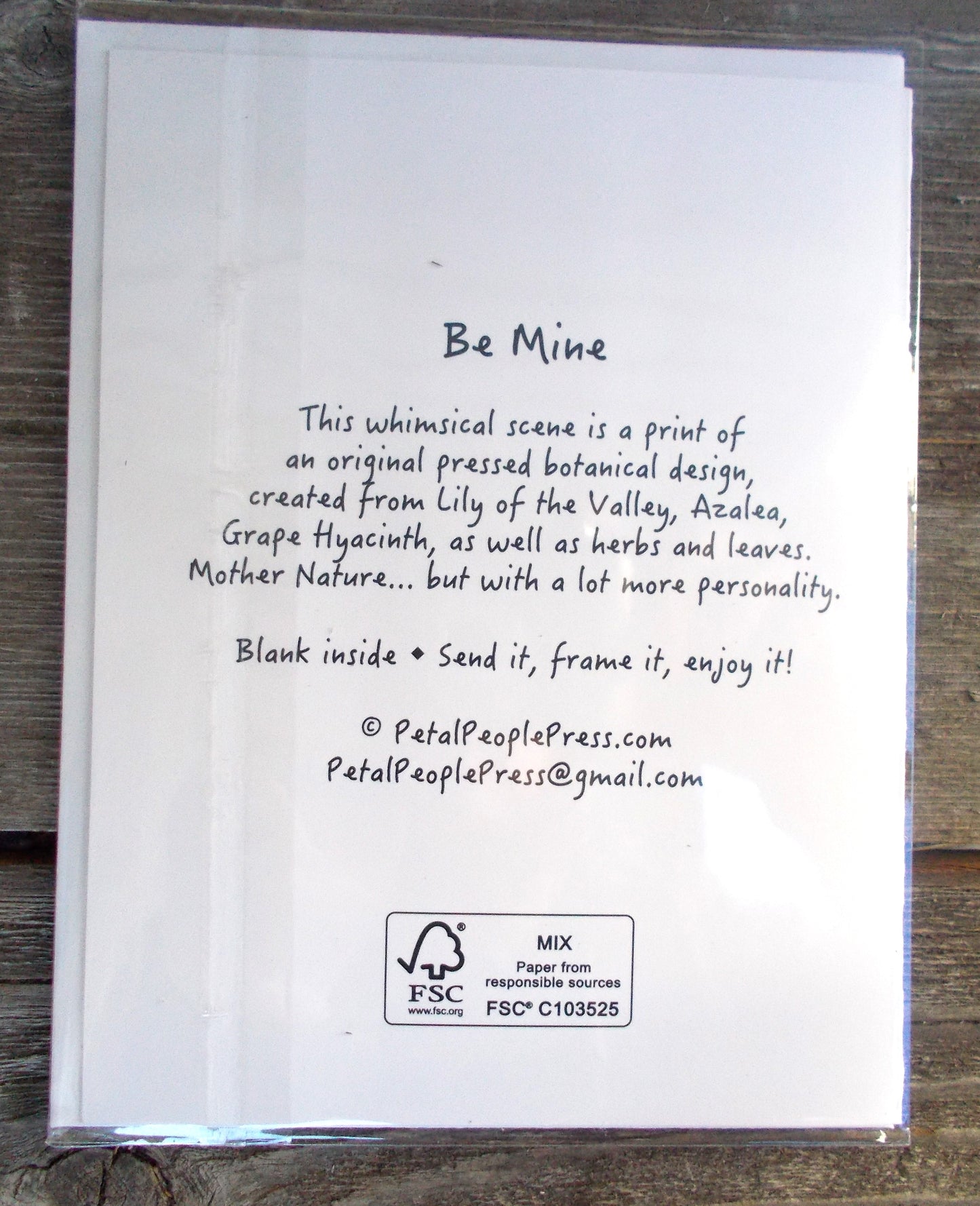 Petal People Press "BE MINE" Note Card