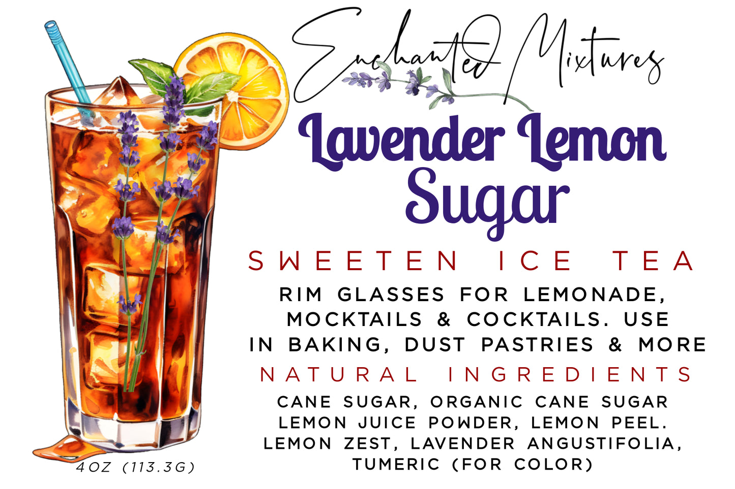 Lemon Lavender Infused Sugar - All Natural